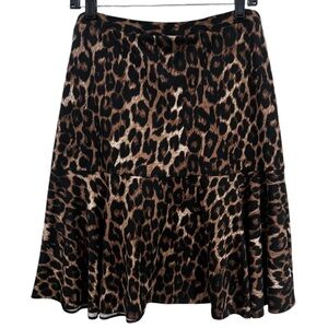 Spense Brown Leopard Print Skater Skirt
